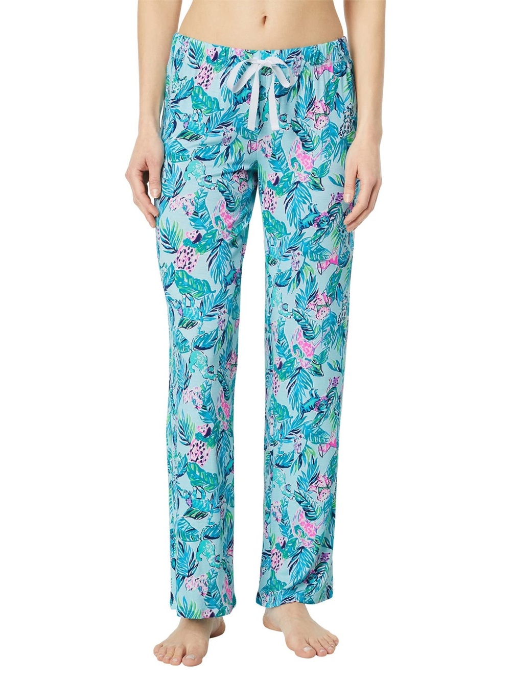 Lilly Pulitzer Women’s Small Tropical Animal Pajama Lounge Pants Blue Pink